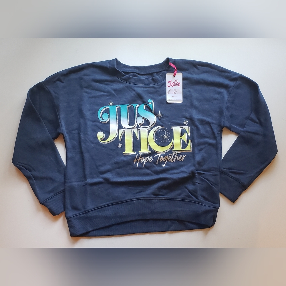 Justice Girls Crewneck Sweatshirt Soft Pullover Long Sleeve Graphic Logo 10